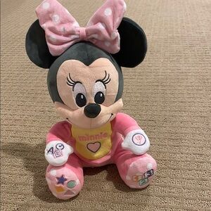 Disney Pink and Black Minnie Mouse Plush Stuffed Animal